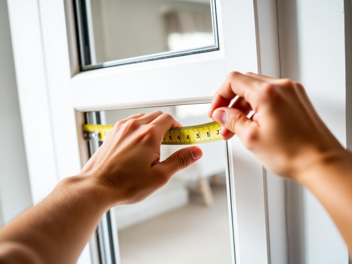 Measuring a window recess with a tape measure